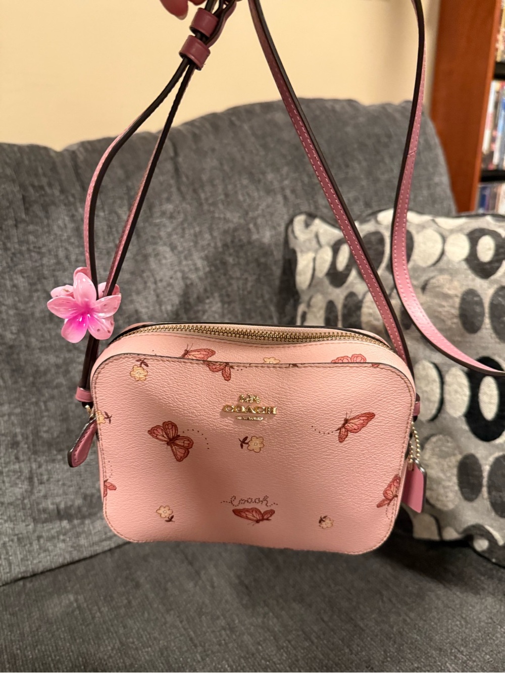 Coach Pink Butterfly Print Kids Crossbody Bag